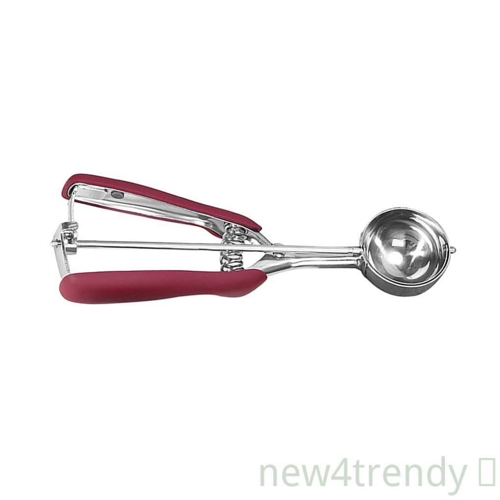 [NEW4]Ice Cream Scoop Stainless Steel Cookie Dough Spoon Fruit Potato Digging Ball Scooper, Wine Red, 5cm