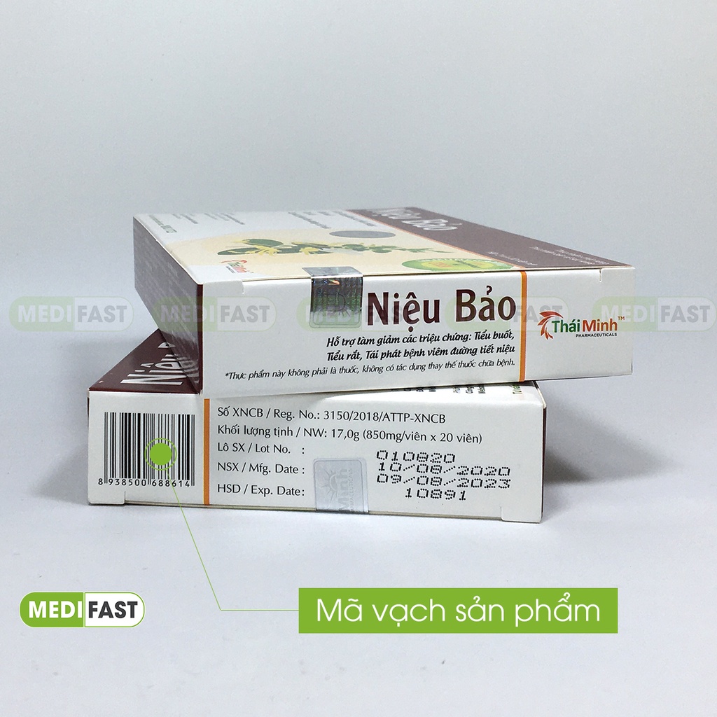 Niệu Bảo - Viên lợi tiểu, hỗ trợ giảm tiểu buốt - Hộp 20 viên từ thảo dược kim tiền thảo và kim ngân hoa