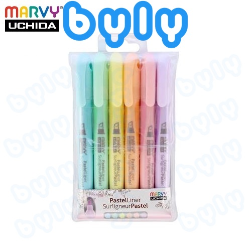 [Ship hoả tốc] Pastel Liner - Bộ bút đánh dấu màu pastel Marvy 8000-6P - ByLy Store