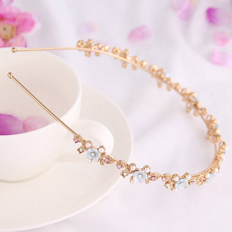 Băng Đô Cài Tóc Hình Hoa Đính Đá Và Ngọc Trai