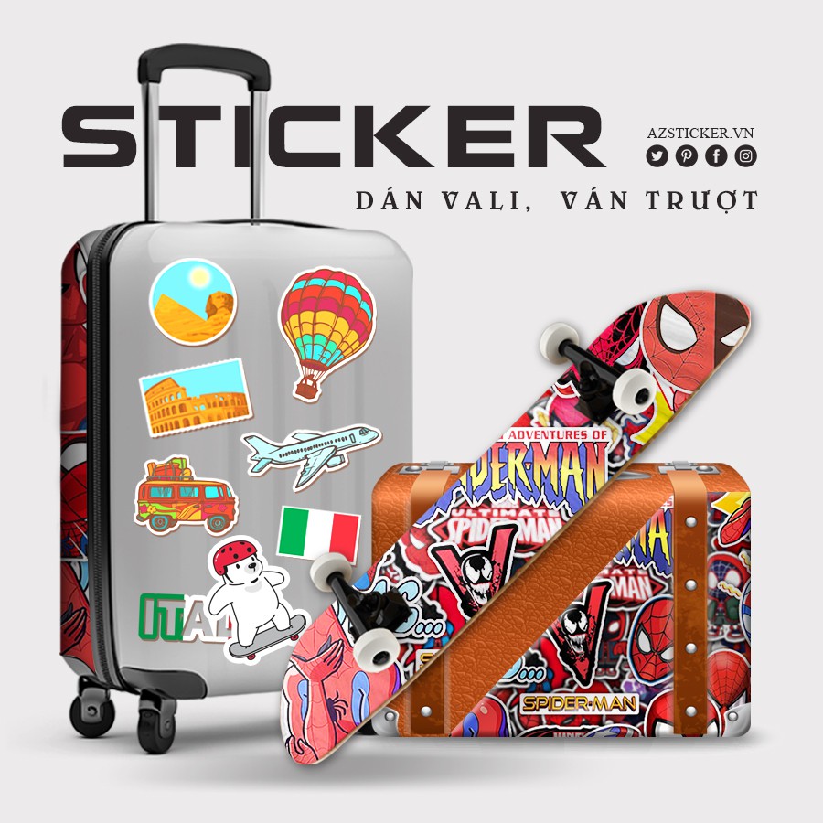 Sticker Spider Man - Người Nhện | Sticker Dán Nón Bảo Hiểm Chống Nước Cắt Sẵn Từng Hình Tại Azsticke | STK139