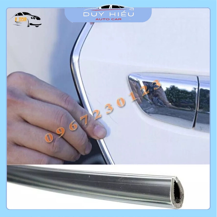Cuộn 13M nẹp viền cửa ô tô chữ U mạ crom trang trí và chống xước hoàn hảo dành cho nhiều loại xe ô tô