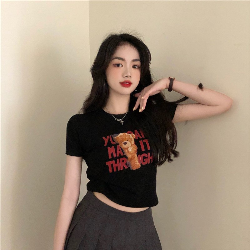Áo Thun Nữ Tay Ngắn In Hình Gấu Thời Trang Hàn Quốc