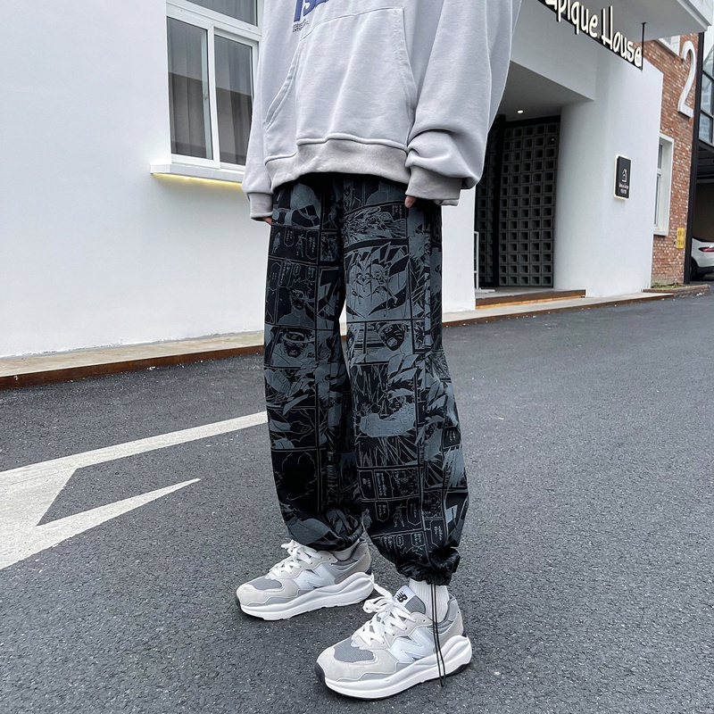Quần thể thao ống rộng dây rút thời trang hiphop đường phố Nhật cho nam