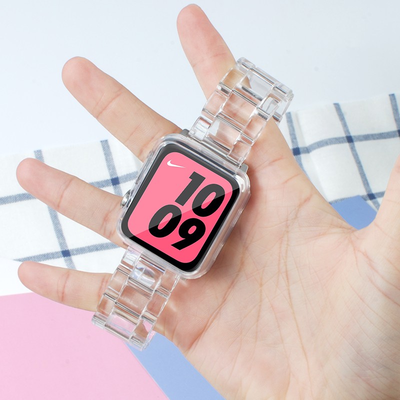 Dây đeo bằng nhựa cứng trong suốt dành cho đồng hồ thông minh for Apple Watch7/ 6/ SE/ 5/ 4/ 3/ 2/ 1
