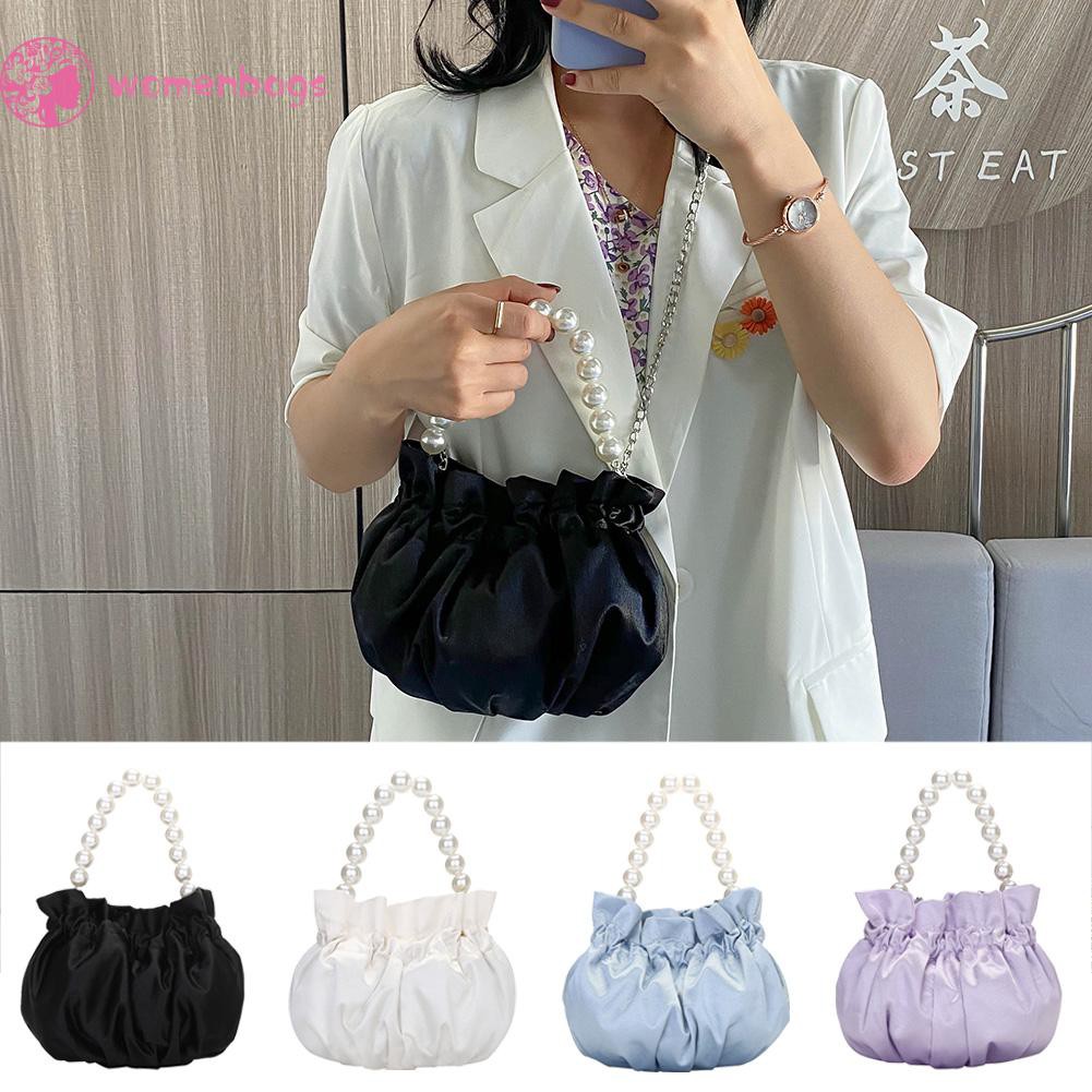 Túi Đeo Chéo Tích Hợp Túi Xách Xếp Ly Tay Cầm Đính Ngọc Trai Nhân Tạo Vải Satin Thanh Lịch Thời Trang Cho Phụ Nữ | BigBuy360 - bigbuy360.vn