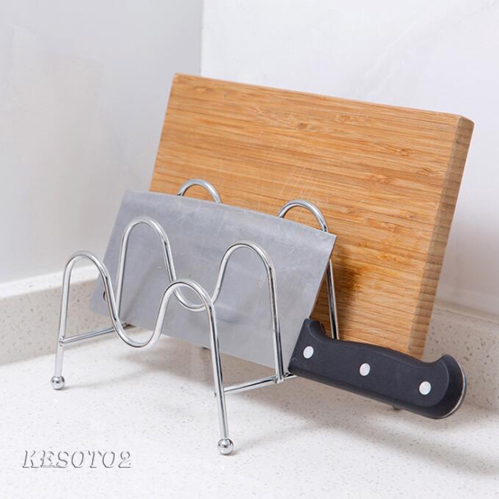 Giá Để Nắp Nồi / Thớt 3 Ngăn Bằng Thép Không Gỉ Kesoto2