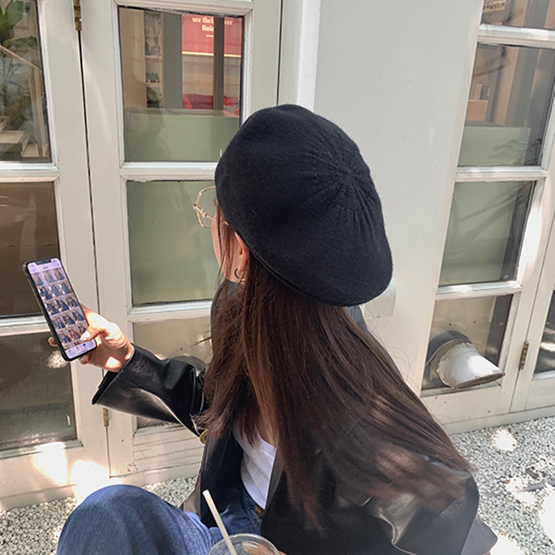 Mũ Beret Hai Lớp Trước Và Sau Thời Trang Thu Đông Phong Cách Hàn Quốc Cho Nữ