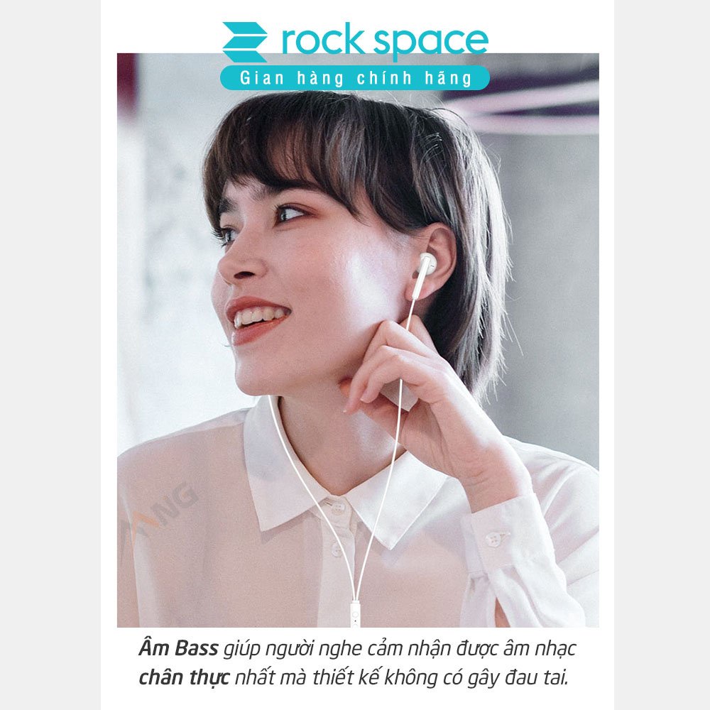 Tai nghe nhét tai có dây Rockspace ES05 cho iphone, samsung, Huawei, Vsmart, có mic, jack cắm 3.5 - Hàng chính hãng