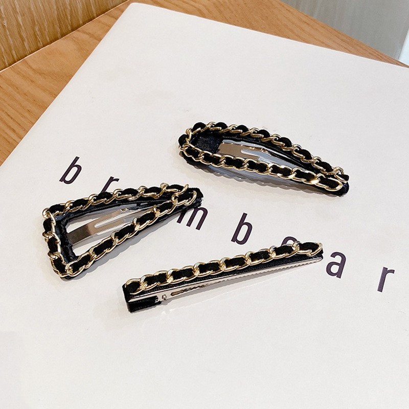 Kẹp tóc kim loại phối dây xích phong cách Hàn Quốc - UniLabel