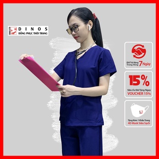 Bộ Scrubs bác sĩ NAM NỮ cao cấp màu XANH BÍCH - Đồng phục Blu cổ tim y tá, bệnh viện, thẩm mỹ viện