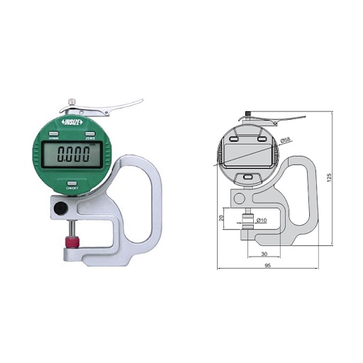 Đồng hồ đo độ dày vật liệu điện tử Insize 2871-10, 0-10mm/0.0005