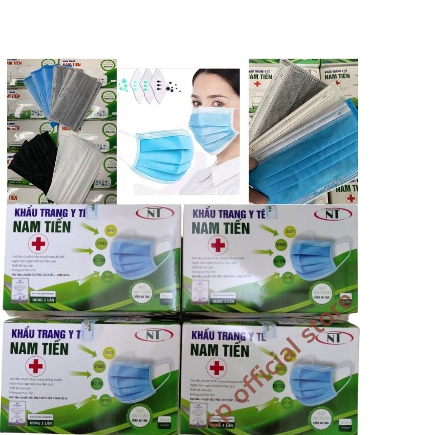Khẩu trang y tế 4 lớp kháng khuẩn chính hãng một hộp 50 chiếc