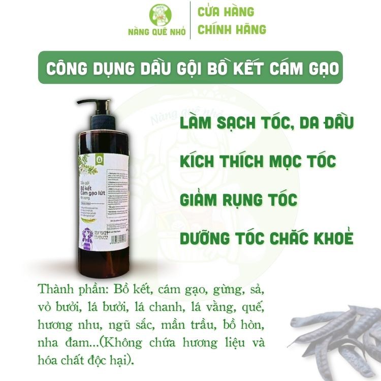 Dầu Gội Bồ Kết Cám Gạo Giảm Rụng Tóc Cô gái Bhnong