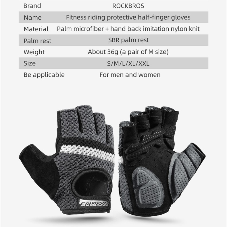 Găng tay hở ngón ROCKBROS chống sốc dùng khi lái xe mô tô