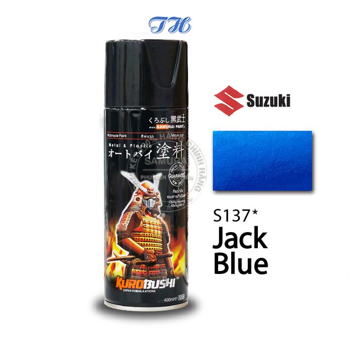 Combo 4 chai sơn samurai S137* Màu xanh dương gồm: uch210 - 3/124 - s137 - k1k - giấy nhám p800