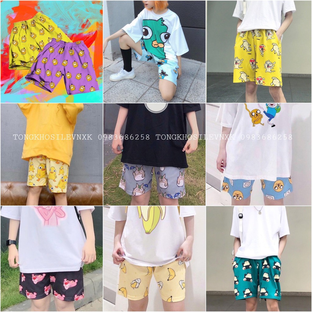 Quần Short THÚ Unisex - QUẦN ĐÙI HOẠT HÌNH HỌA TIẾT CUTE nhiều mẫu - mẫu mới
