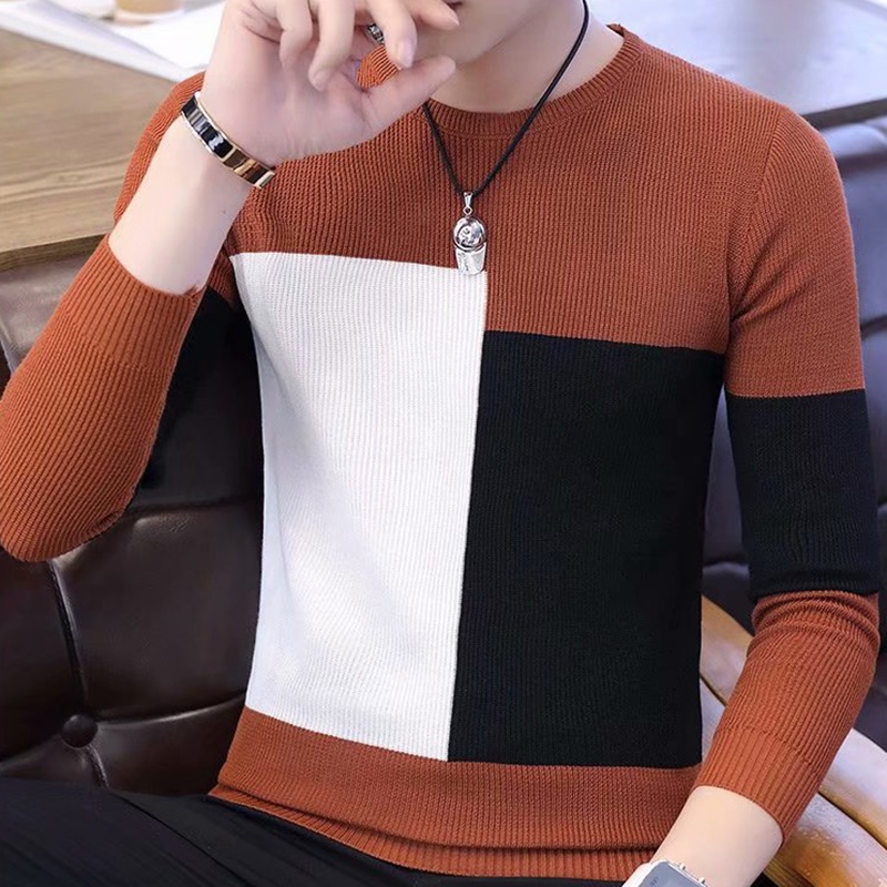 Áo Sweater Mỏng Cổ Tròn Dáng Ôm Phong Cách Hàn Quốc Trẻ Trung Cho Nam