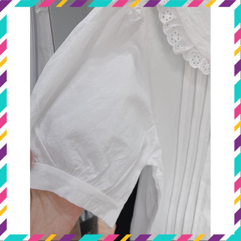 Sơ mi trắng cộc tay cổ sen thêu sơ mi tiểu thư tay ngắn MSP47512 | BigBuy360 - bigbuy360.vn