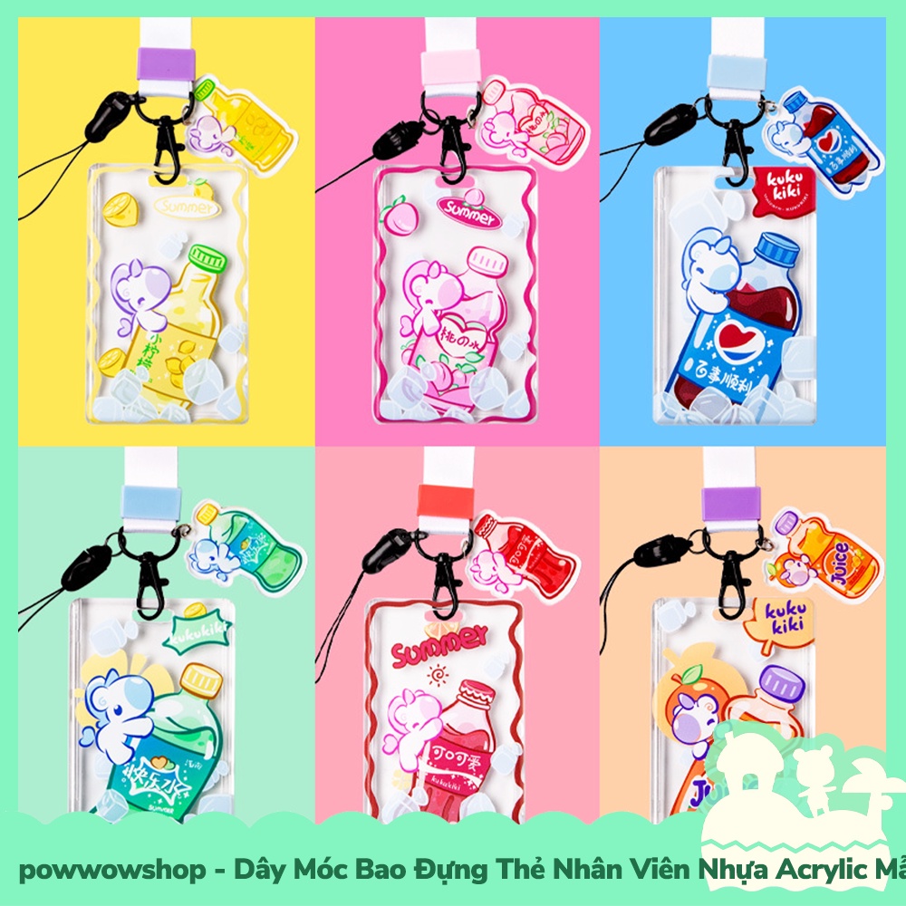 [Sẵn VN - Hỏa Tốc] Dây Móc Bao Đựng Thẻ Nhân Viên Nhựa Acrylic Mẫu Colorful Unicorn Bottle