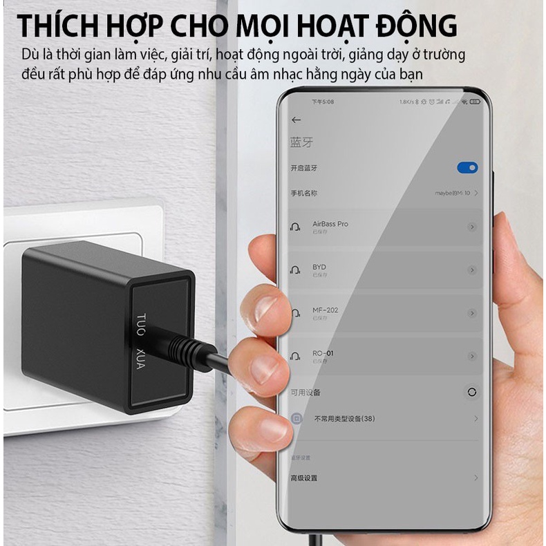 THIẾT BỊ NHẬN KHÔNG DÂY BLUETOOTH 5.0 ADAPTER D60 DÙNG DÙNG KẾT NỐI LAPTOP, ĐIỆN THOẠI, MT BẢNG VỚI LOA, ÂM LY, TIVI