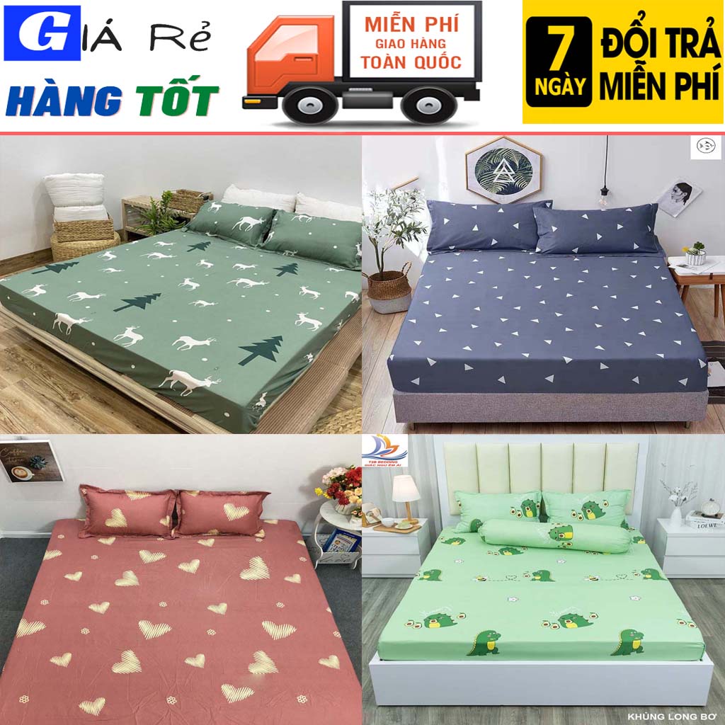 Bộ Ga trải giường + vỏ gối , Ga trải giường cotton Poly Đủ Size ( bo chun 10cm ), bộ ga gối rẻ đẹp