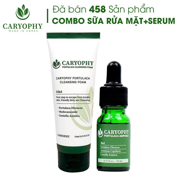 Combo Sữa Rửa Mặt Ngăn Ngừa Mụn + Serum Ngăn Ngừa Thâm Caryophy chính hãng