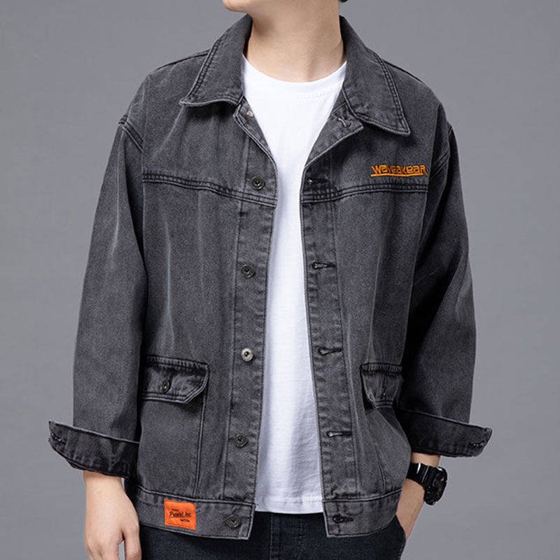 Áo Khoác denim Lót Lông Cừu Dày Dặn Dáng Rộng Giữ Ấm Thời Trang Thu Đông Hàn Quốc Cho Nam