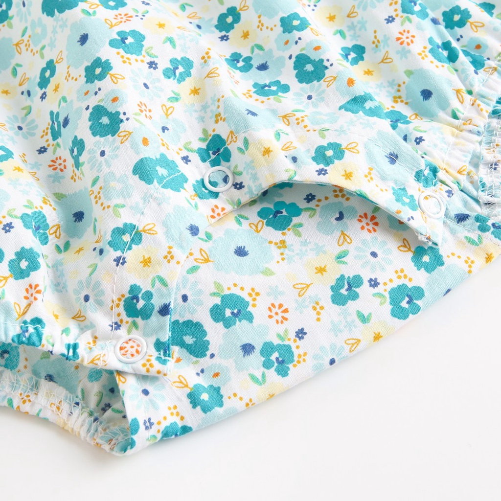 Bộ áo liền quần SANLUTOZ cotton công chúa họa tiết hoa thời trang mùa hè cho bé gái