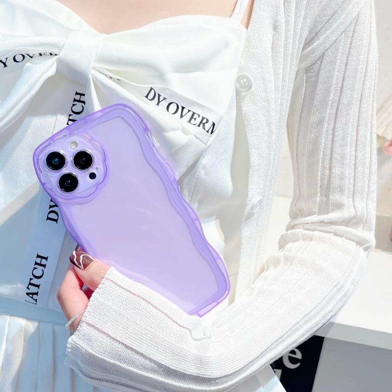 Ốp Điện Thoại TPU Mềm Viền Lượn Sóng Màu Kẹo Trong Suốt Cho iPhone XR 7plus 8plus 7 8 11 12 13 Pro Max X XS
