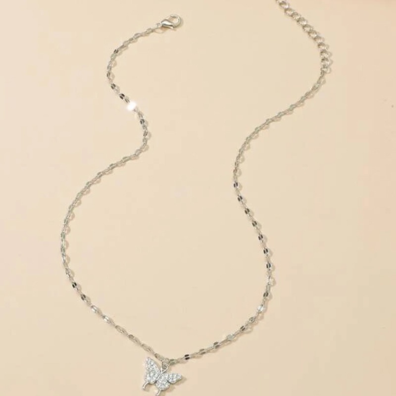 Vòng Cổ Choker Màu Bạc Mặt Hình Bướm Đính Đá Phong Cách Hip Hop Sang Trọng Thời Trang Mùa Hè Làm Quà Tặng Cho Bạn Gái / Bạn Bè