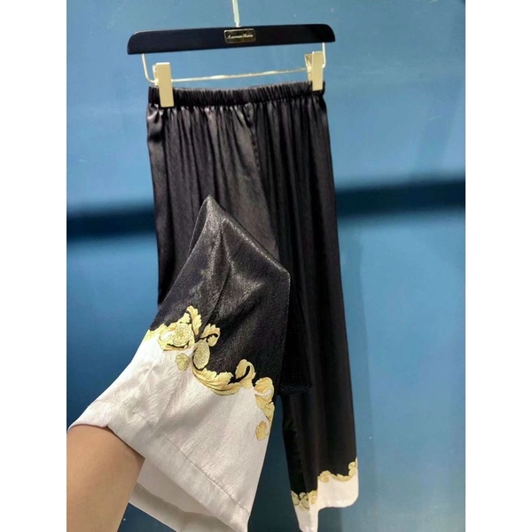 [Hàng sẵn] bộ ngủ mặc nhà pijama lụa xước Quảng Châu cao cấp tay ngắn FASHION