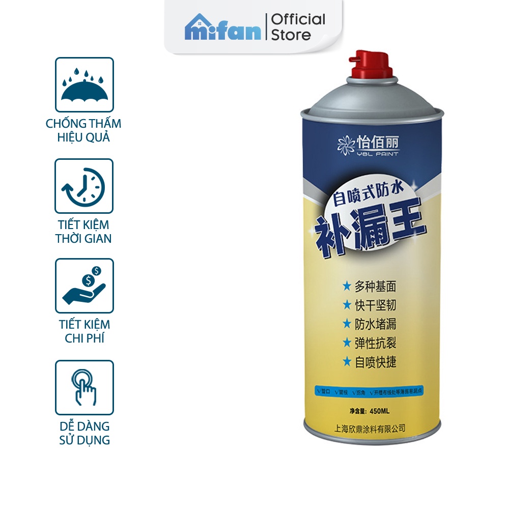 Bình Xịt Chống Thấm Nước ybl paint 450ml MIFAN - Xử Lý Dột Tường Trần Mái Nhà Sân Thượng