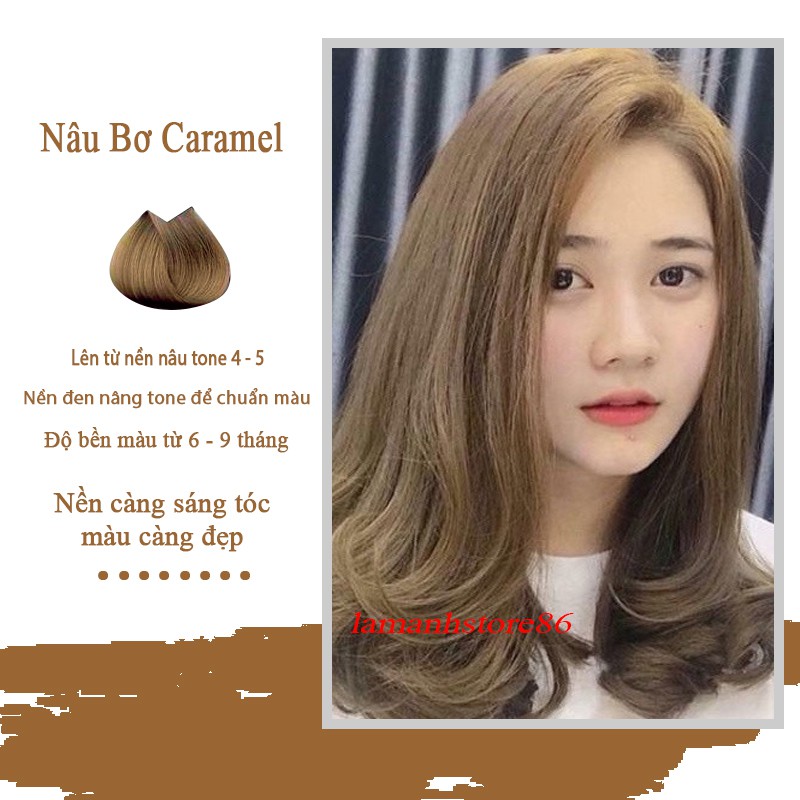 Thuốc nhuộm tóc Nâu Bơ – Nâu Caramel màu nhuộm lên chuẩn tone Nâu Bơ – Nâu Caramel màu nhuộm tóc khô
