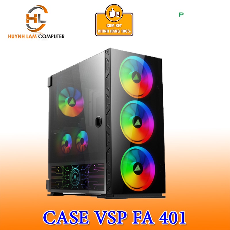 Thùng máy tính Case VSP FA 401 Gaming kính cường lực (Tặng 4 FAN RGB)