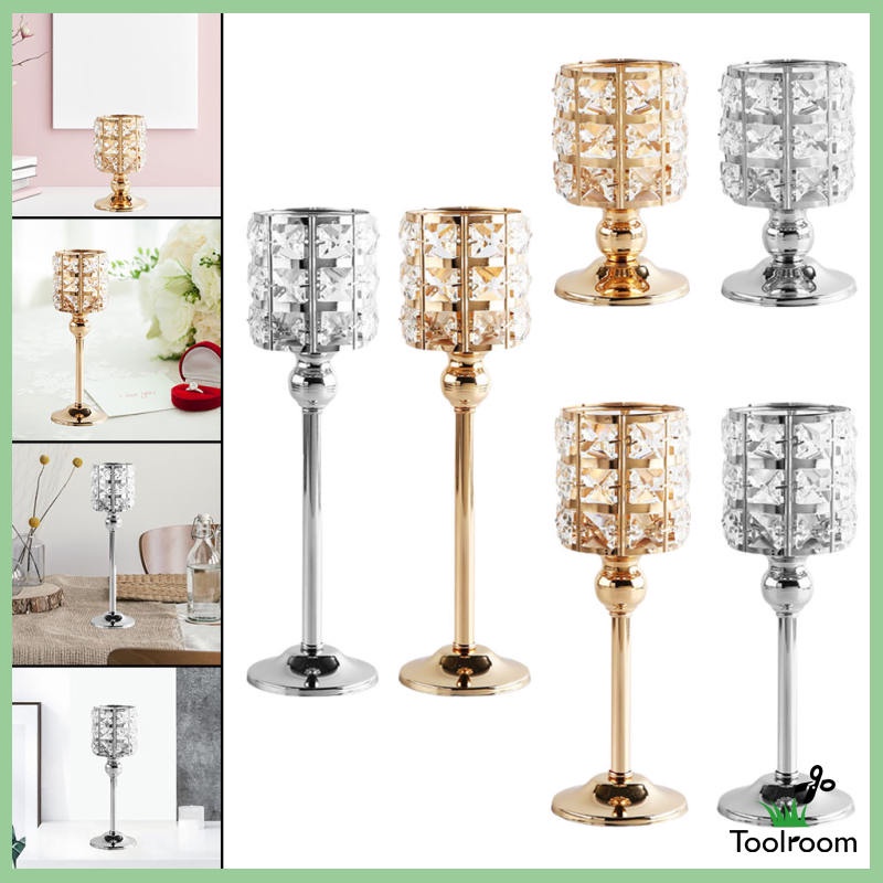 Giá đỡ nến đính pha lê kiểu dáng hiện đại cho trang trí bàn nội thất