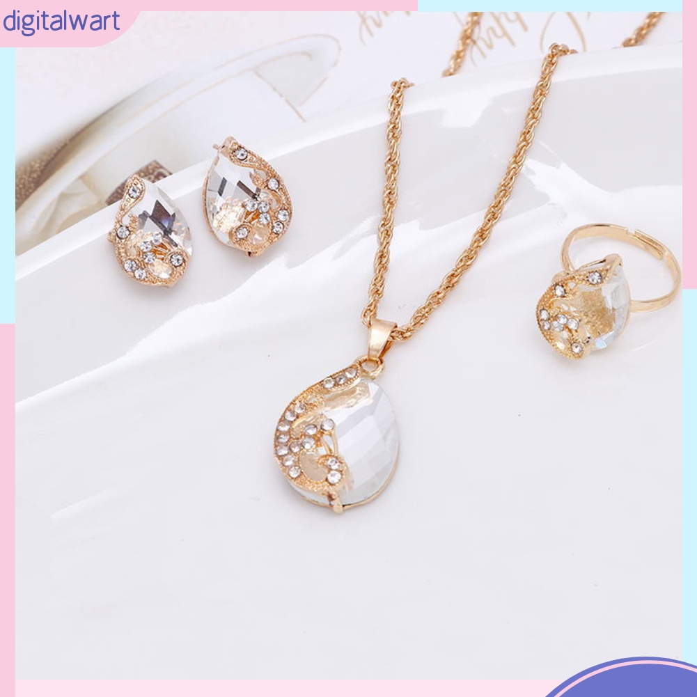 Set Dây Chuyền+Nhẫn+Đôi Bông Tai Thiết Kế Sang Trọng Thời Trang Cho Nữ