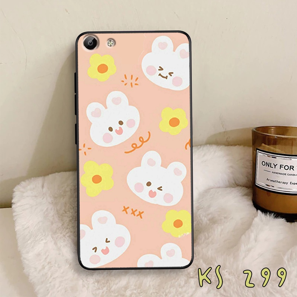 Ốp lưng Vivo Y53 - Vivo Y55 - Vivo Y62 -Vivo Y69 - Ốp in hình gấu &amp; thỏ đang yêu - lưng nhám viền TPU cao cấp