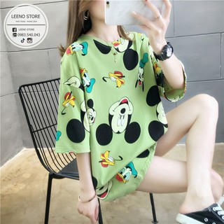 Áo thun tay lỡ ❄️ áo phông nữ in hình chuột mickey và những người bạn mickey & friend 🧡 hàng quảng châu ln6677