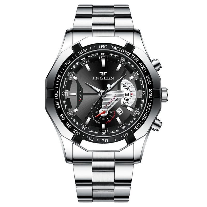 Đồng Hồ Nam FNGEEN 001 Dây Kim Loại Không Gỉ Size 44mm Có Lịch Ngày - Sở Hữu Thiết kế Sang Trọng