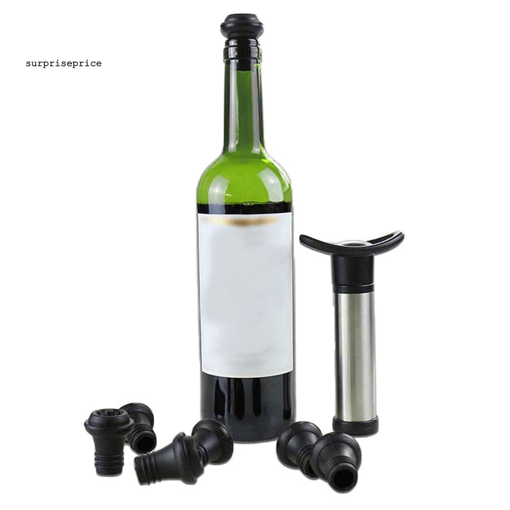 Máy Bơm Chân Không Bảo Quản Rượu Vang Kèm 6 Nút Chặn Bằng Silicone