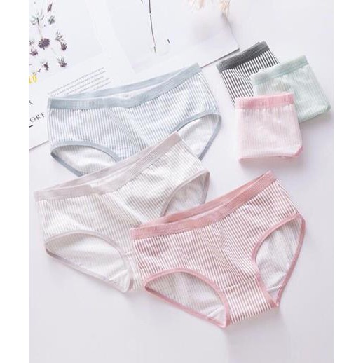 Quần Lót Nữ Cotton Dệt Kim - Quần Chip Nữ kháng khuẩn kẻ sọc - QL 031