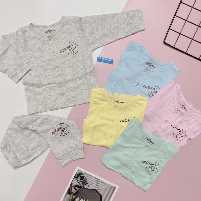 Bộ dài tay sơ sinh thông hơi CQ Baby