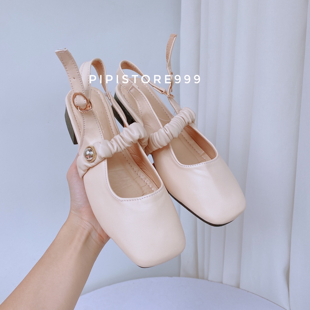 Giày Búp Bê Quai Nhún Khoét Gót Đế 3cm Cho Mùa Hè Giá Cực Yêu G048