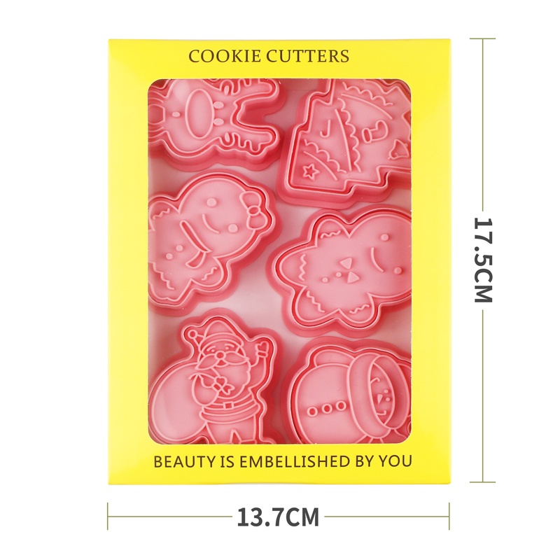 Bộ 6 Khuôn Cắt Bánh Quy Hình Hoạt Hình 3D Trang Trí Giáng Sinh 2023