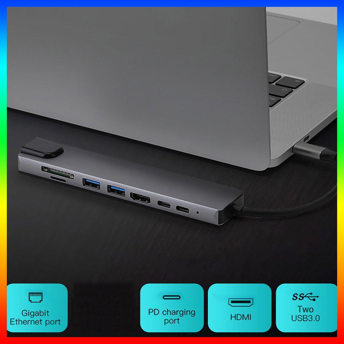 Cáp Chuyển Đổi 8 Trong 1 Cổng Type C Sang Usb-c Hdmi 3.0 8 Trong 1