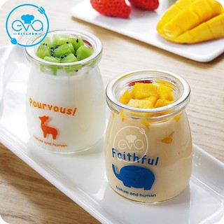 Bộ 6 Hũ Thuỷ Tinh Đựng Sữa Chua In Hình Ngẫu Nhiên Cute 100 Ml