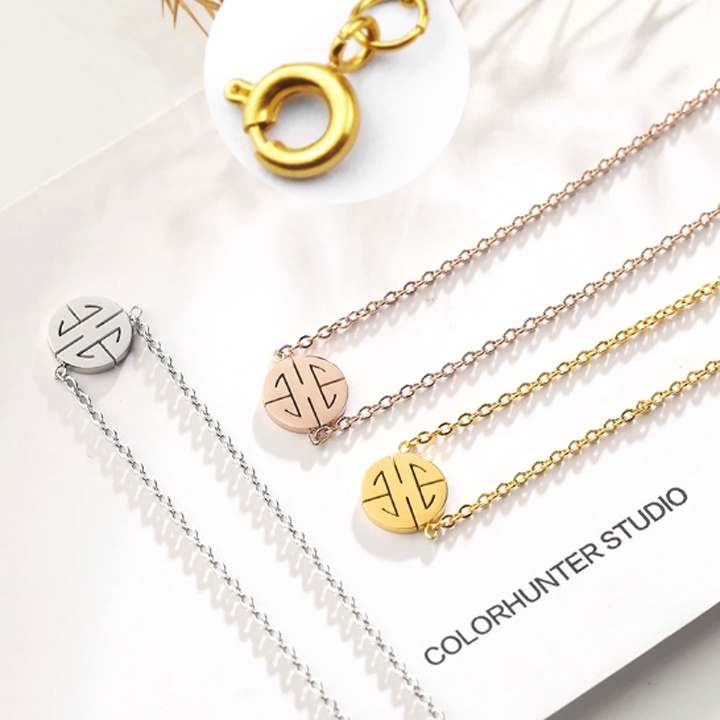 Dây chuyền nữ titan chữ Phước khóa tròn vip siêu đẹp, bền màu, đem lại may mắn cho người đeo