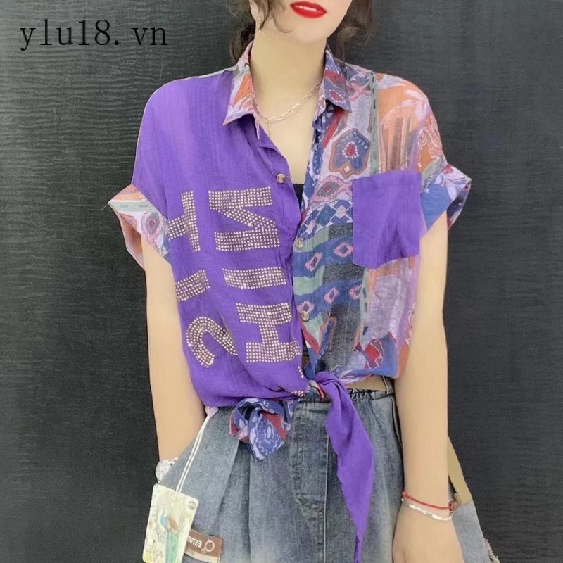 Áo Sơ Mi Tay Ngắn Dáng Rộng Màu Gradient Phong Cách Châu Âu Thời Trang Mùa Hè 2022 Hàng Có Sẵn