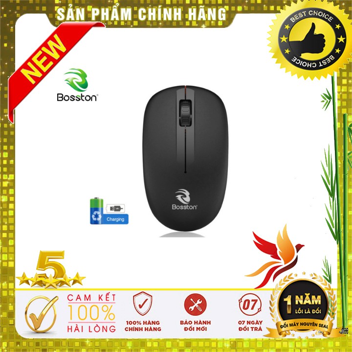 [Mã ELFLASH3 hoàn 10K xu đơn 20K] Chuột Không dây Bosston Q8 (Pin sạc)